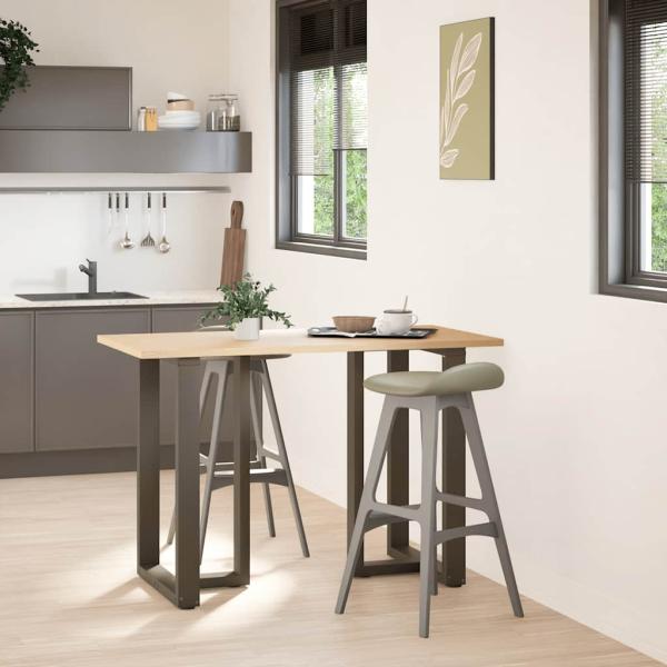 Bartischbeine T-Form 2 Stk. Naturstahl 60x35x(90-91) cm Stahl