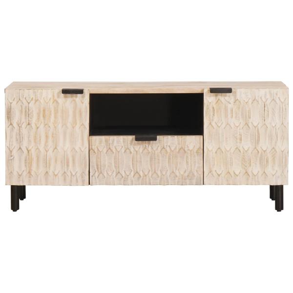 TV-Schr?nk mit T?r Wei?e gewaschene Oberfl?che 105 x 33 x 46 cm