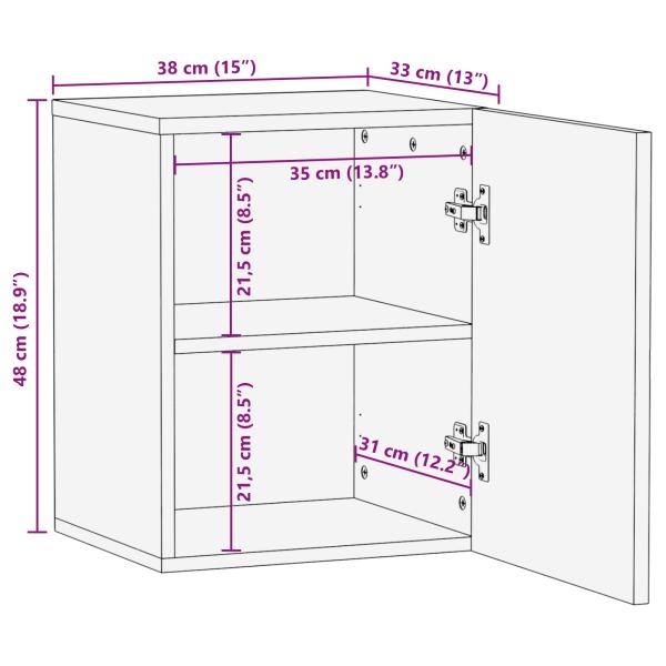 Badezimmer Hängeschrank Weiß 38 x 33 x 48 cm Massivholz Mango