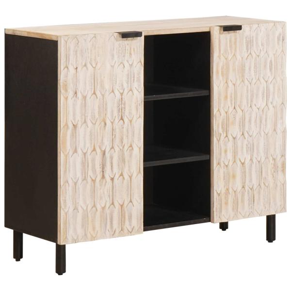 ARDEBO.de - Sideboard mit Regal Weiße gewaschene Oberfläche 90 x 33 x 75 cm