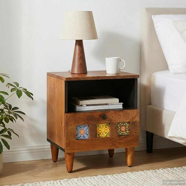 ARDEBO.de - Nachttisch Braun 40 x 33 x 46 cm Massivholz Mango