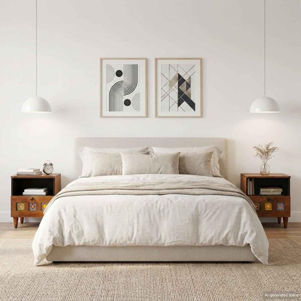 ARDEBO.de - Nachttisch 2 stk. Braun 40 x 33 x 46 cm Massivholz Mango