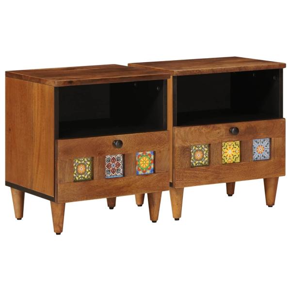 Nachttisch 2 stk. Braun 40 x 33 x 46 cm Massivholz Mango