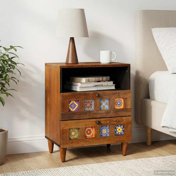 ARDEBO.de - Nachttisch Braun 50 x 33 x 62 cm Massivholz Mango