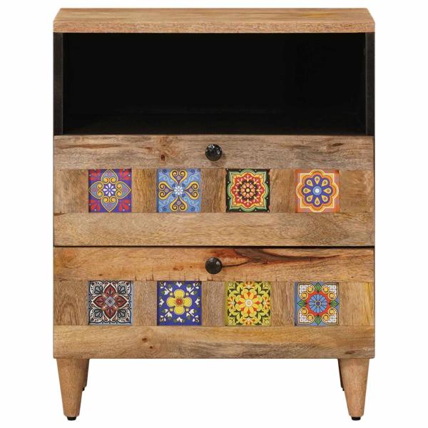 Nachttisch Natur 50 x 33 x 62 cm Massivholz Mango