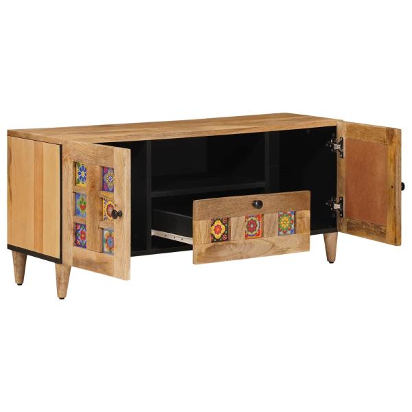TV-Schränk mit Tür Natur 105 x 33,5 x 46 cm Massivholz Mango