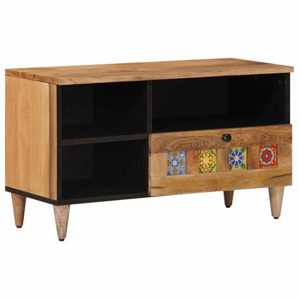 ARDEBO.de - TV-Schränk mit Regal Natur 80 x 33 x 46 cm Massivholz Mango