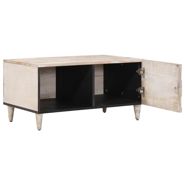 Couchtisch Weiß 80 x 50 x 40 cm Massivholz Mango