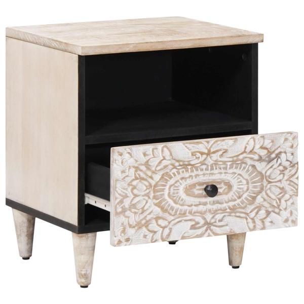 Bettkasten 2 stk. Weiß 40 x 33 x 46 cm Massivholz Mango