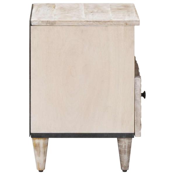 Bettkasten 2 stk. Weiß 40 x 33 x 46 cm Massivholz Mango