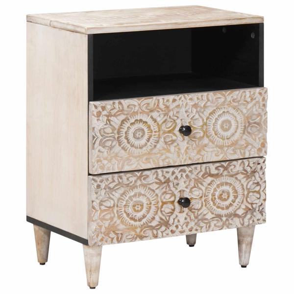 ARDEBO.de - Bettkasten Weiß 50 x 33 x 60 cm Massivholz Mango