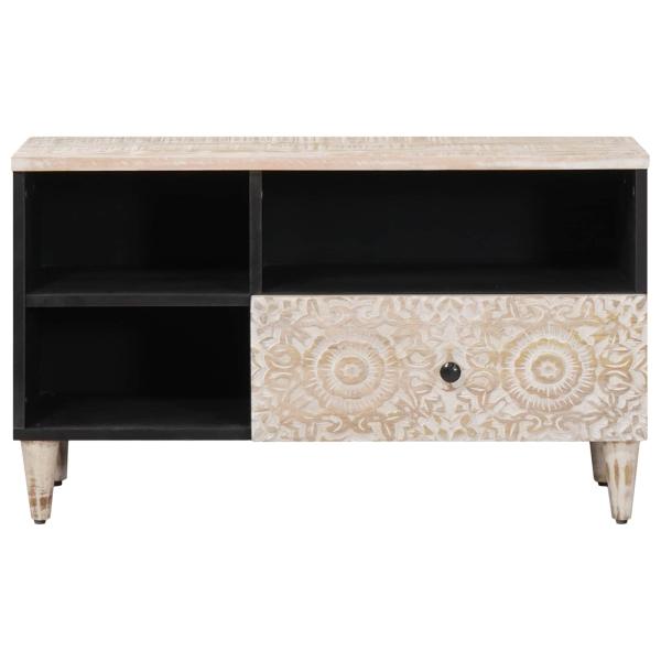 TV-Schränk Weiß 80 x 33,5 x 46 cm Massivholz Mango