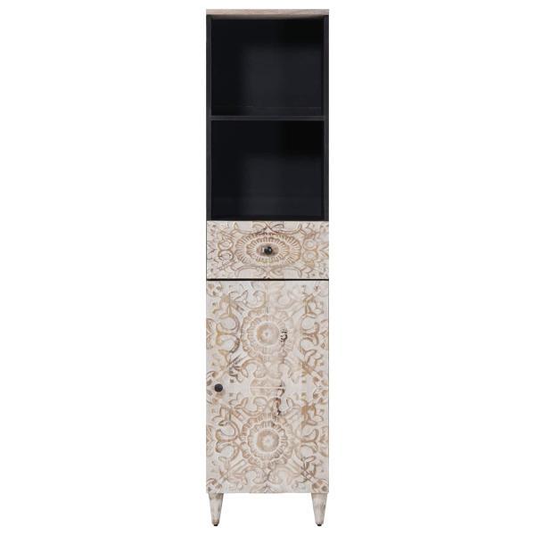 Badezimmerschrank Weiß 38 x 33,5 x 160 cm Massivholz Mango