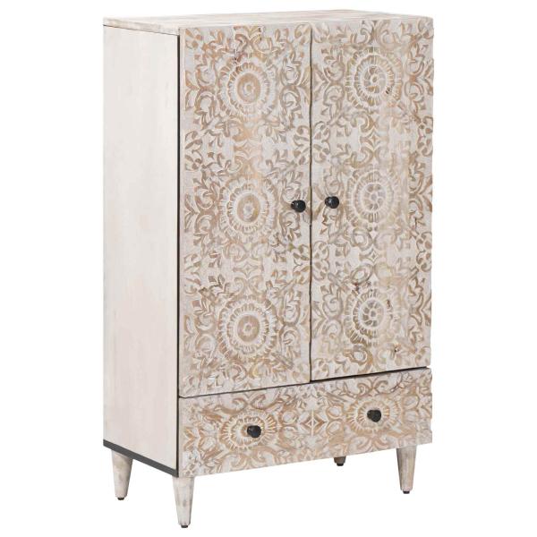 ARDEBO.de - Hochschrank mit Regal Wei? 60 x 33,5 x 100 cm Massivholz Mango