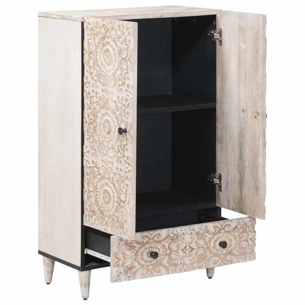 Hochschrank mit Regal Wei? 60 x 33,5 x 100 cm Massivholz Mango