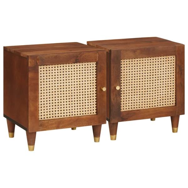 ARDEBO.de - Nachttisch 2 Stk. Braun 40 x 33,5 x 46 cm Massivholz Akazie