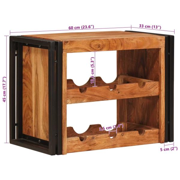 Weinregal Braun 60 x 45 x 33 cm Massivholz Akazie