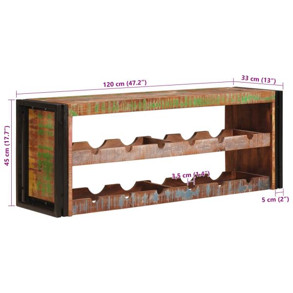 Weinregal Braun 120 x 45 x 33 cm Massives Altholz