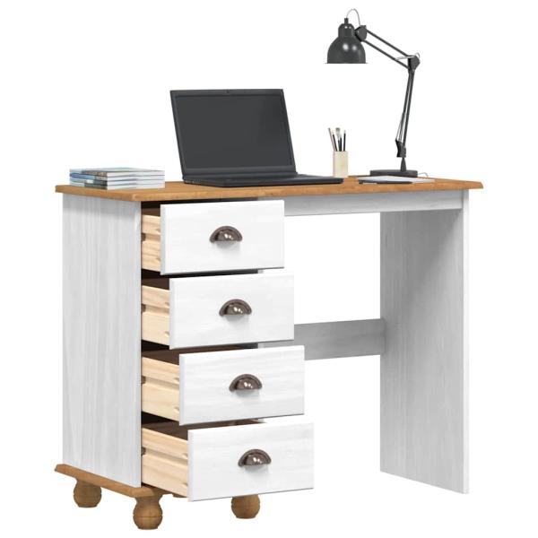 Schreibtisch ASKIM Weiß 95 x 40 x 75 cm Massives Kiefernholz