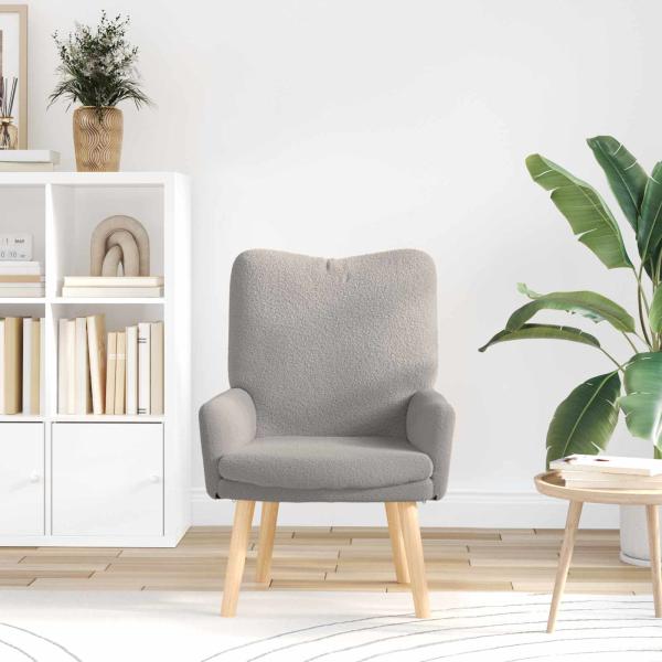 ARDEBO.de - Sessel Hellgrau 63 x 67 x 94 cm Schafstoff und Sperrholz