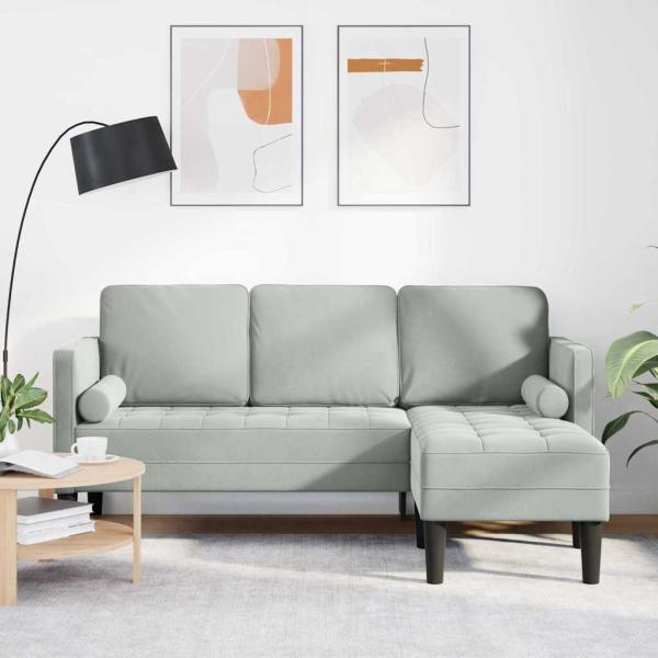 ARDEBO.de - Sofa Set mit Kissen Hellgrau Polyester