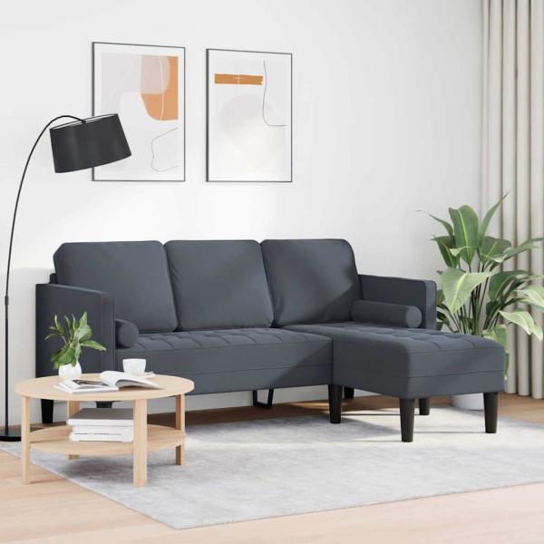 Sofa Set mit Kissen Dunkelgrau Polyester