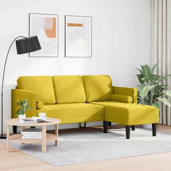Sofa Set mit Kissen Gelb Polyester