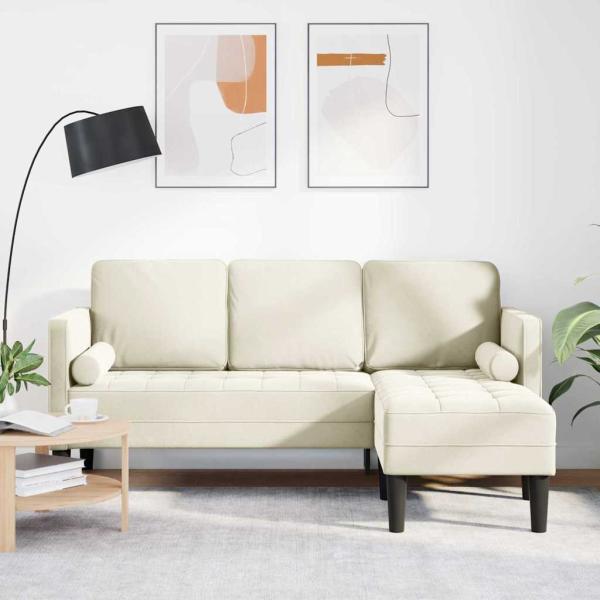 ARDEBO.de - Sofa Set mit Kissen Creme Polyester