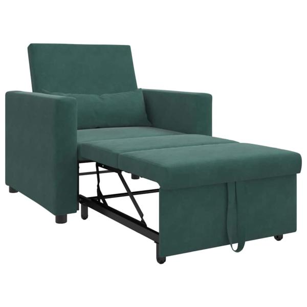 Ausziehbare Schlafcouch Einzel mit Rädern Dunkelgrün Samt