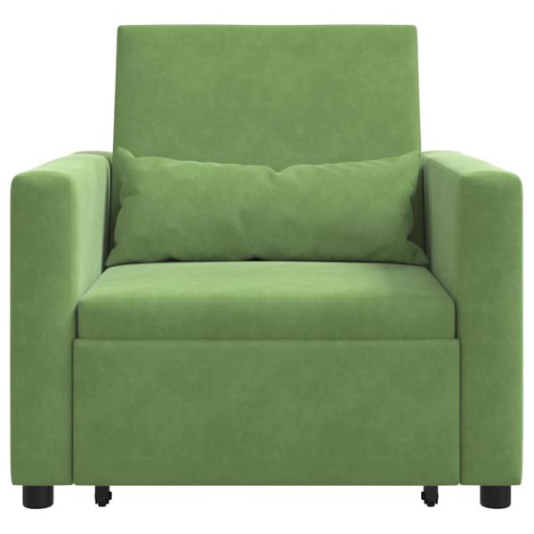Ausziehbare Schlafcouch Einzel mit R?dern Hellgr?n Samt