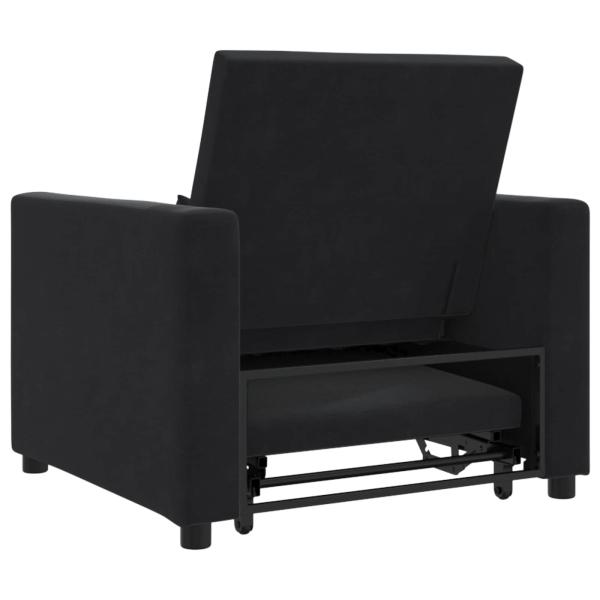 Ausziehbare Schlafcouch Einzel mit Rädern Schwarz Samt