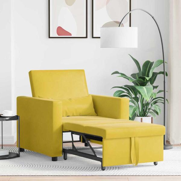 Ausziehbare Schlafcouch Einzel Gelb Samt