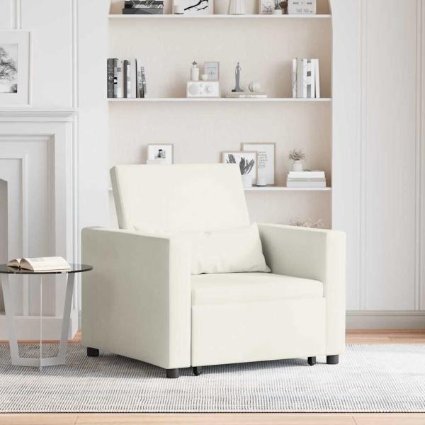 ARDEBO.de - Ausziehbare Schlafcouch Einzel mit R?dern Creme Samt