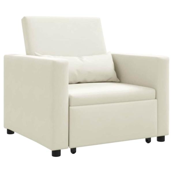 Ausziehbare Schlafcouch Einzel mit R?dern Creme Samt