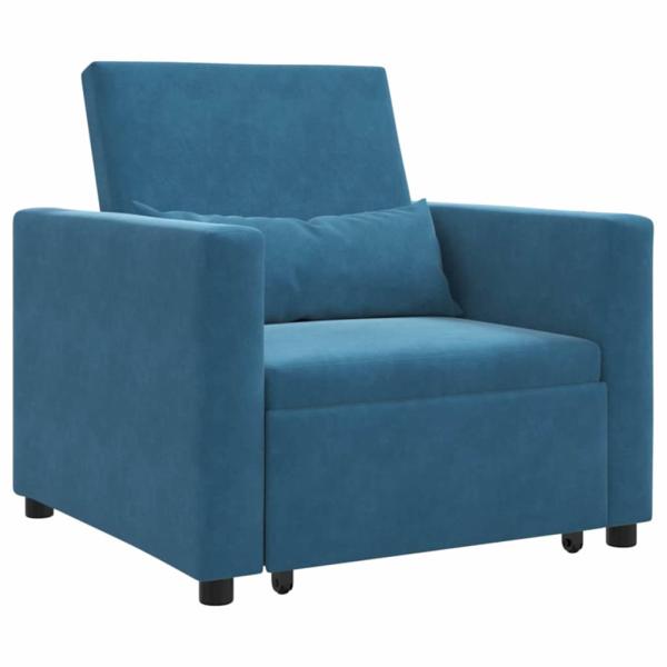 Ausziehbare Schlafcouch Einzel mit Rädern Blau Samt