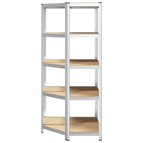 Eckregal mit Regal Silber 90 x 90 x 198 cm Holzwerkstoff