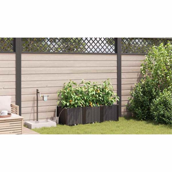 Garten-Pflanzgefäß 3 Stk. Braun 120 x 40 x 37,5 cm PP