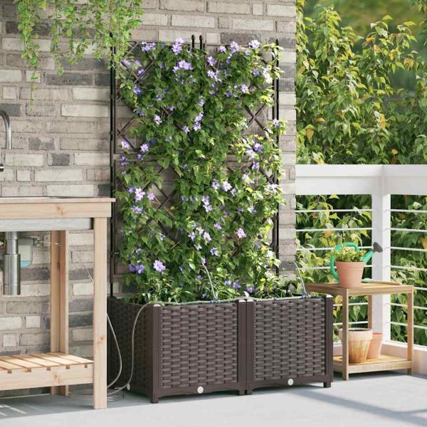 ARDEBO.de - Garten-Pflanzgefäß 2 Stk. Braun 80 x 40 x 142 cm PP