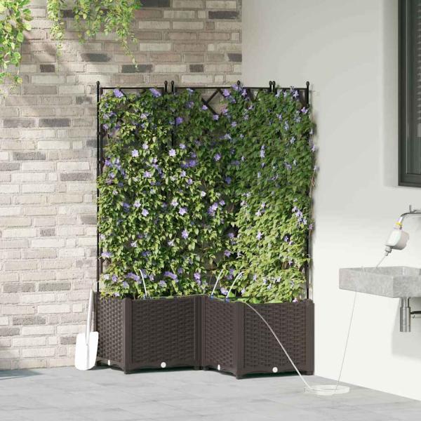 Garten-Pflanzgefäß 3 Stk. Braun 80 x 80 x 142 cm PP