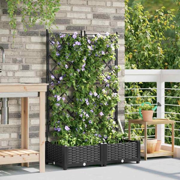 Garten-Pflanzgefäß 2 stk. Schwarz 80 x 40 x 125,5 cm PP