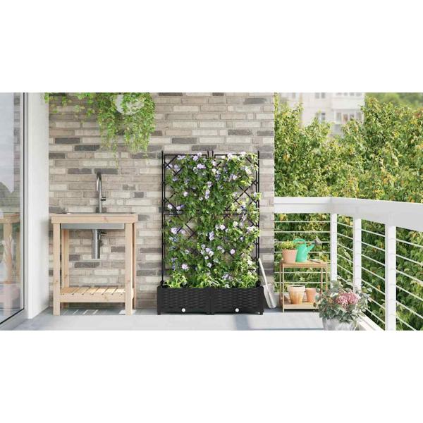 Garten-Pflanzgefäß 2 stk. Schwarz 80 x 40 x 125,5 cm PP