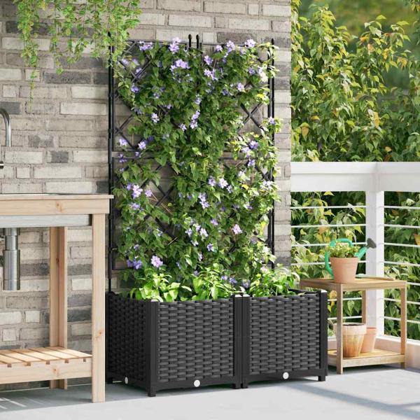 Garten-Pflanzgefäß 2 stk. Schwarz 80 x 40 x 143 cm PP