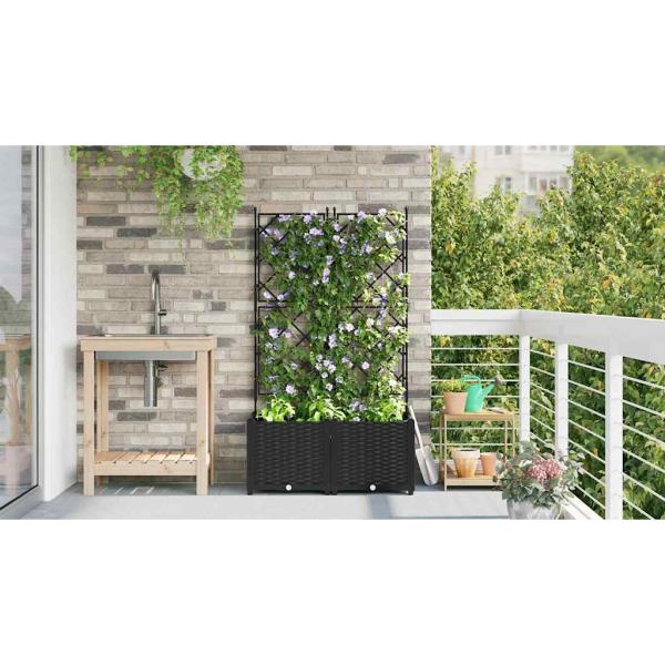 Garten-Pflanzgefäß 2 stk. Schwarz 80 x 40 x 143 cm PP