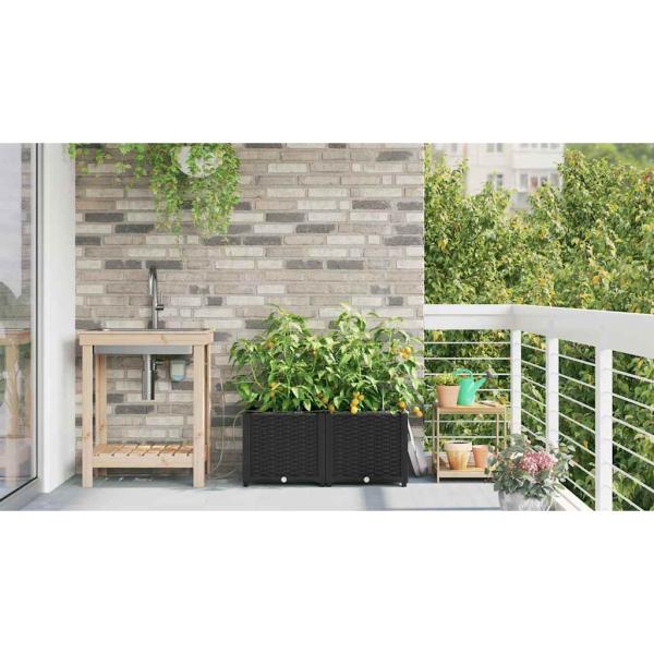 Garten-Pflanzgefäß 2 Stk. Schwarz 80 x 40 x 37,5 cm PP