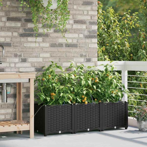 Garten-Pflanzgefäß 3 stk. Schwarz 120 x 40 x 37,5 cm PP