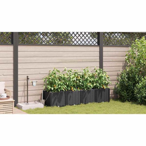 Garten-Pflanzgefäß 4 Stk. Schwarz 160 x 40 x 37,5 cm PP