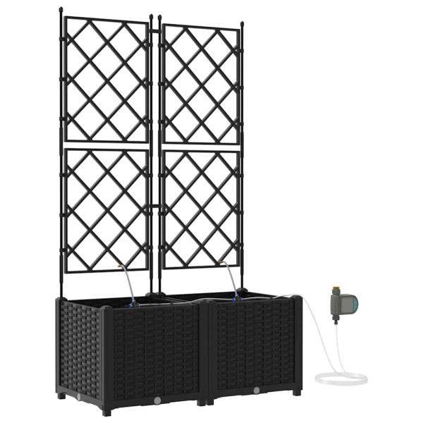 Garten-Pflanzgefäß 2 Stk. Schwarz 80 x 40 x 142 cm PP