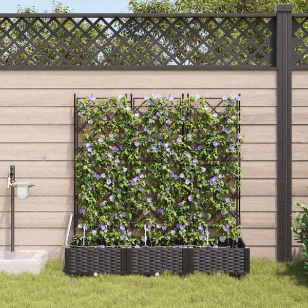 ARDEBO.de - Garten-Pflanzgefäß 3 Stk. Schwarz 120 x 40 x 126 cm PP