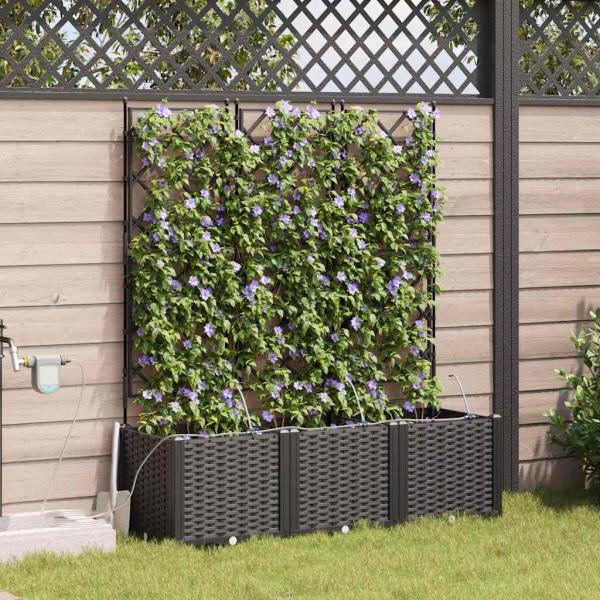 ARDEBO.de - Garten-Pflanzgefäß 3 Stk. Schwarz 120 x 40 x 142 cm PP