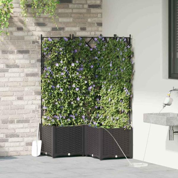 ARDEBO.de - Garten-Pflanzgefäß 3 Stk. Schwarz 80 x 80 x 142 cm PP